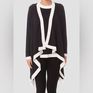 Joseph Ribkoff Black White Trim Cardigan Only Open Front Stretch Knit Size 12